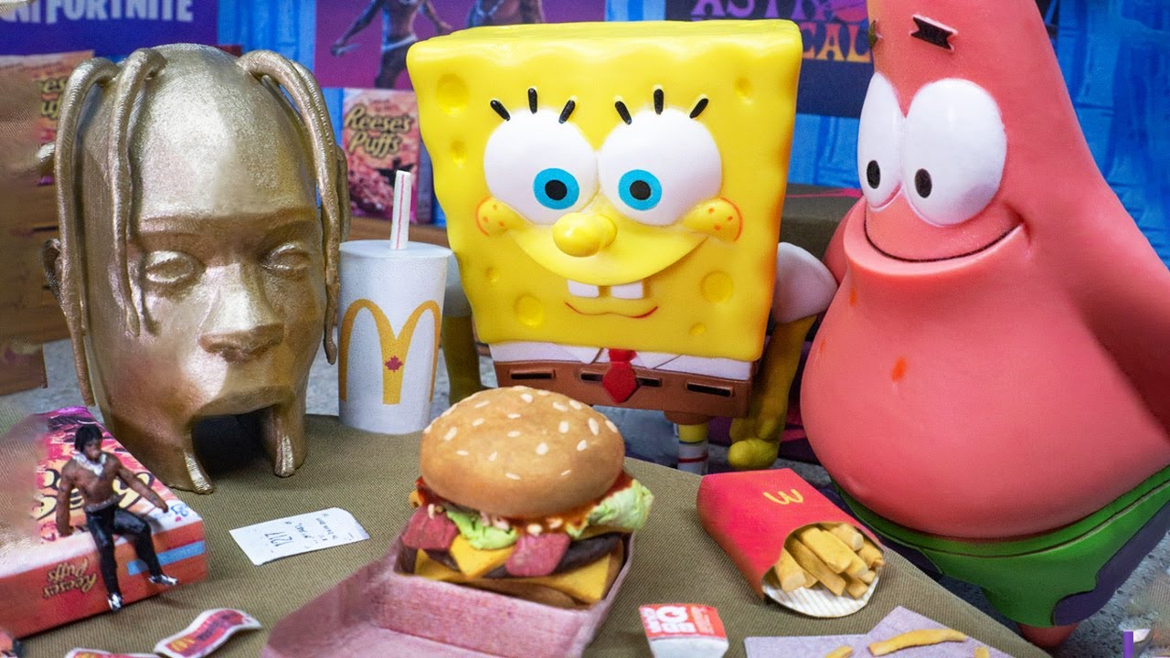 Spongebob Meets the Travy Patty Making The Worlds Smallest Travis Scott Burger
