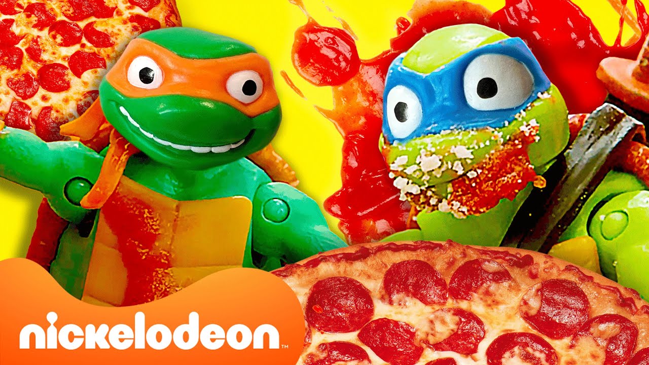 TMNT Mutant Mayhem De Teenage Mutant Ninja Turtles maken pizza met echt eten 🍕 Nickelodeon