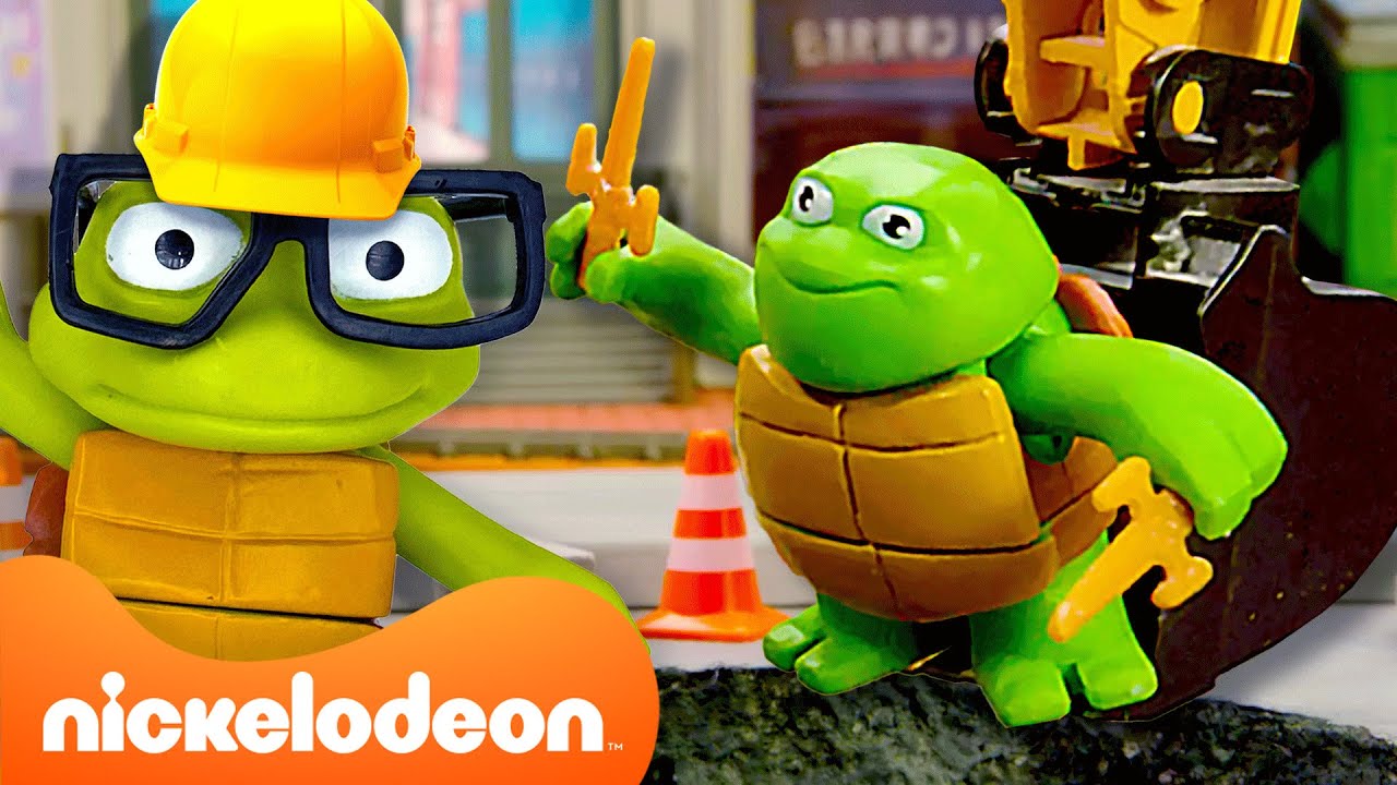 TMNT Mutant Mayhem De baby Ninja Turtles herstellen een gat in de grond Nickelodeon Nederlands